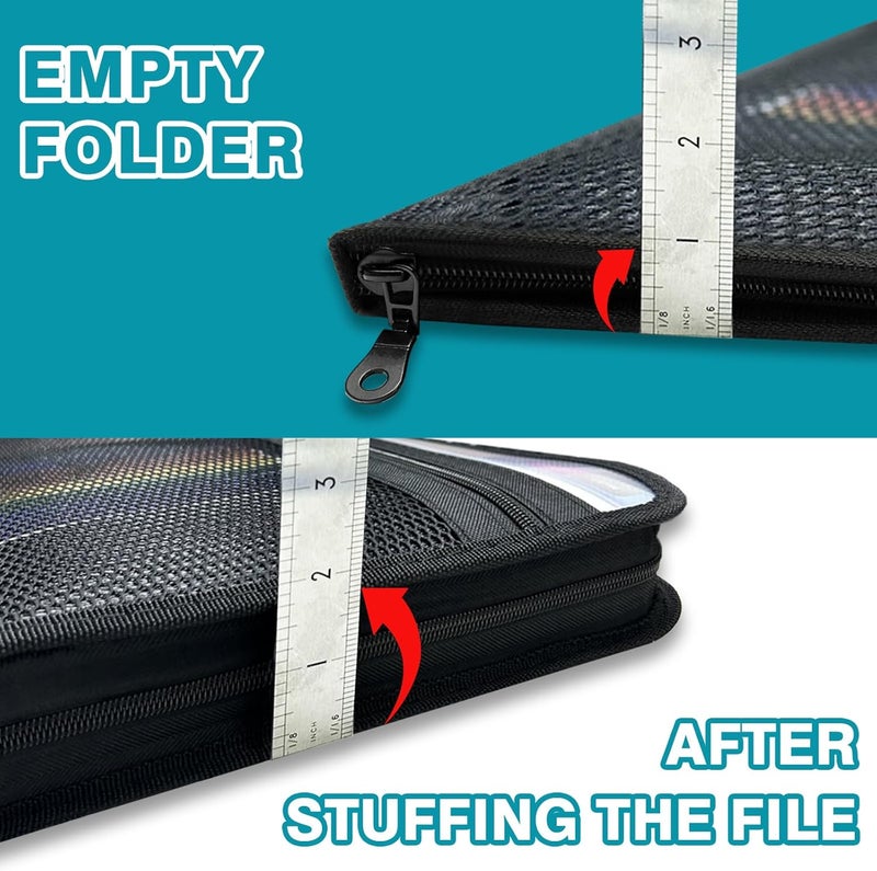 H4D Zippered Accordion File Organizer with Front Mesh Pouch, 13 Pocket Expanding File Folder, Fit for Documents Letter Size A4 Papers, Black - Image 4